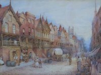 Lot 634 - C. Rousse, The Rows, Chester, watercolour.