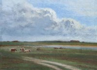 Lot 640 - Joseph Knight, On Aber Marsh, gouache.