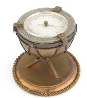 Lot 647 - Gilt brass desk barometer.