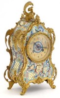 Lot 654 - French champleve mantel clock.