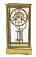 Lot 677 - French four glass mantel clock with mercury