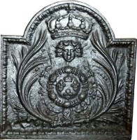 Lot 691 - French cast iron fire back.