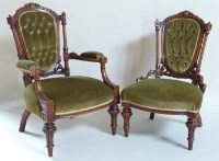 Lot 713 - Two Victorian parlour chairs.