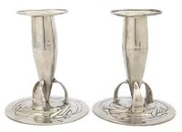 Lot 6 - Archibald Knox pair of candlesticks No. 0221.
