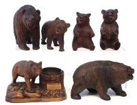 Lot 22 - Six black forest bears (one as a match striker).