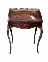 Lot 373 - Late 19th century French rosewood veneered ladies bureau