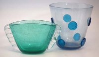 Lot 69 - Two Italian glass vases   one with ribbon handles