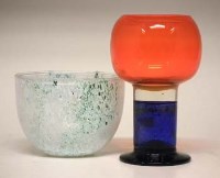 Lot 78 - Nuutajarvi glass goblet and vase   engraved marks