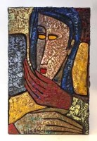 Lot 98 - San Marino pottery plaque   thickly encrusted