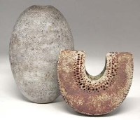 Lot 102 - Two Alan Wallwork vases   one of egg shape, the