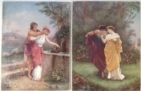 Lot 140 - Pair of pottery plaques signed J. Rouse