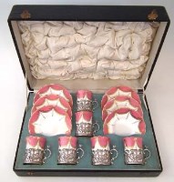 Lot 141 - Coalport silver mounted boxed set.