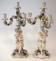 Lot 154 - Pair of Sitzendorf candelabra