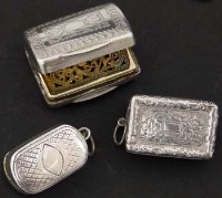 Lot 179 - Three small silver vinaigrettes.