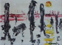 Lot 243 - J.L. Isherwood, Sun, Wigan, Dog, Rain, Cats and Shawls, oil.