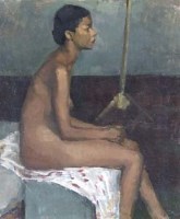 Lot 272 - John Leech, 20th century, Seated female, oil.