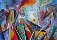 Lot 276 - David Wilde, The Golden Disc of Good Fortune Begins to Shine, acrylic.