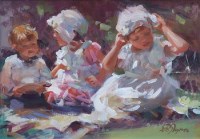 Lot 281 - Dianne Flynn, Seated figures, acrylic.