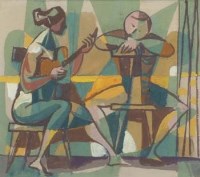Lot 288 - Modern School, 20th century, The Guitar Player, acrylic.