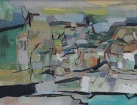 Lot 289 - R.A. Muller, 20th century, Hills before the Sea, oil.