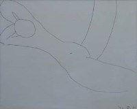 Lot 318 - Roger Hilton, Reclining nude, ink.