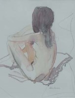 Lot 329 - John O'Connor, Seated female nude, watercolour.