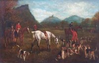 Lot 353 - Herbert St. John Jones, The Cheshire Hunt below Beeston Castle, oil.