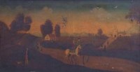 Lot 357 - English School, 18th century, Rural scene with figures, oil.