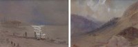 Lot 370 - Attributed to JMW Turner, Lake scene and alpine view, watercolour (2).
