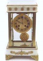 Lot 399 - French four glass white marble clock