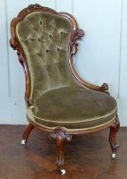 Lot 414 - Victorian walnut framed nursing chair.