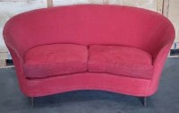 Lot 473 - Curved red upholstered sofa circa 1950  175cm