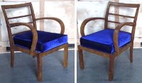 Lot 478 - Pair of Art deco design walnut armchairs,  with