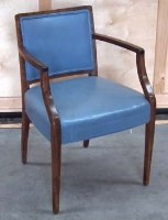 Lot 500 - Mahogany arm chair   with grey / blue leather