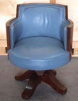 Lot 501 - Mahogany swivel office chair,   with grey / blue