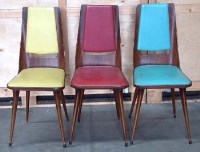 Lot 511 - Three Rosewood veneer chairs, with leatherette