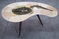 Lot 519 - Vellum covered occasional table signed Carlor probably by Aldo Tura