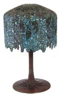 Lot 536 - Tiffany style electric table lamp with a leaded
