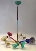 Lot 558 - 1950's design Italian coloured glass electrolier