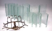 Lot 567 - Italian glass ceiling light  the brass frame