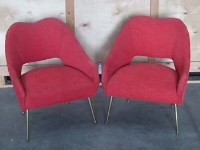 Lot 569 - Pair of 1950's design arm chairs,   upholstered