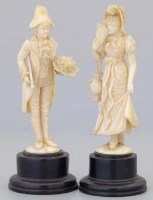 Lot 10 - Pair Dieppe ivory figures.