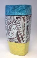 Lot 152 - Italian pottery vase signed Lalava  of triangular