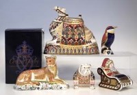 Lot 176 - Five Crown Derby paper weights.
