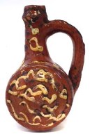 Lot 305 - Slipware Costrel   with barrel shape body and