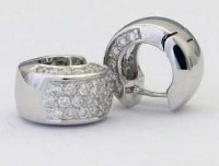 Lot 361 - Pair of 18ct white gold pave diamond half hoop
