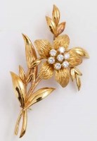 Lot 371 - 18ct gold and diamond floral spray brooch