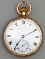 Lot 399 - 9ct gold cased stem wind pocket watch signed