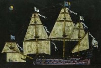 Lot 412 - Chinese framed painted sailing vessel on copper