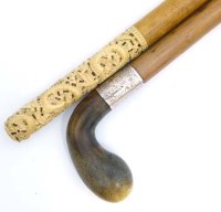 Lot 424 - Cantonese Malacca Cane Stick and Horn Handled